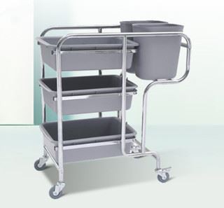 Food Cleaning Cart Dish Collect Trolley With Bucket