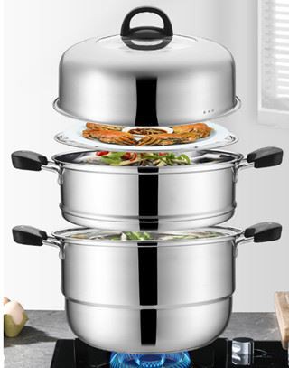 Stainless Steel Stackable 3-layer Steamer Cooking Pot
